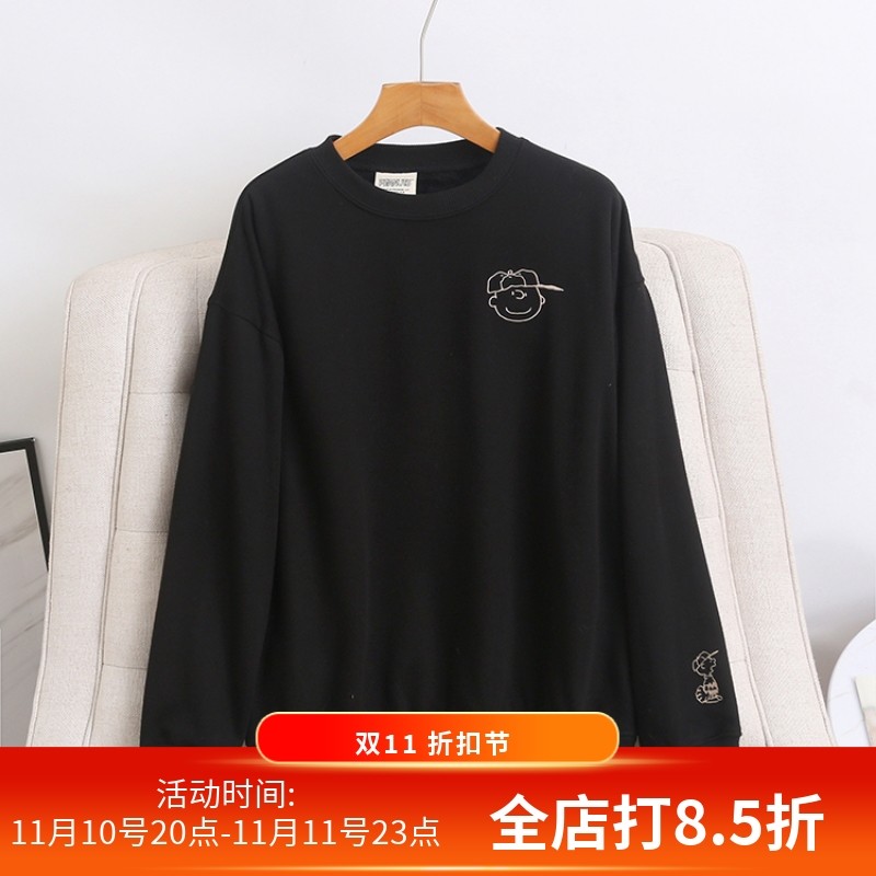 男女款纯色套头圆领长袖加绒加厚潮牌卫衣时尚简约宽松上衣