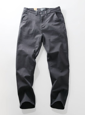 米西小铺重磅复古简约深灰色秋冬微弹直筒潮男略收脚长裤