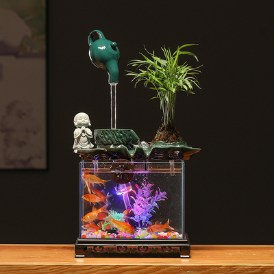 云雾堂招财悬壶循环流水摆件小鱼缸客厅玄关乔迁新居开 业礼品装