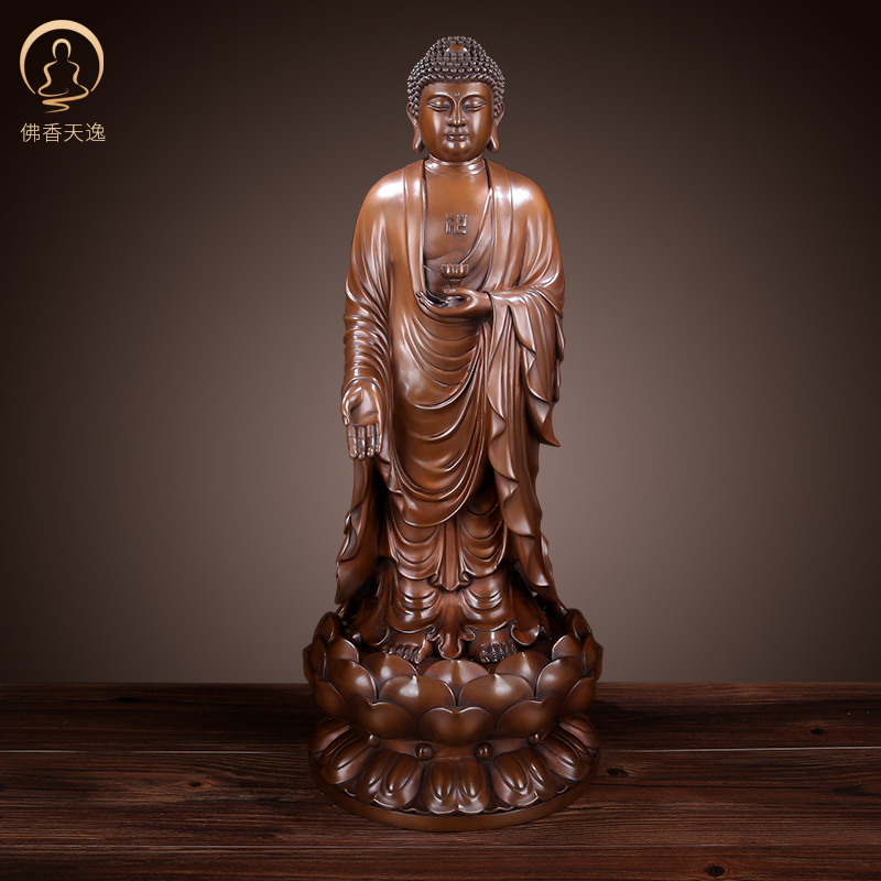 佛香天逸紫铜阿弥陀佛立像释迦摩尼如来佛菩萨像家用西方三圣摆件