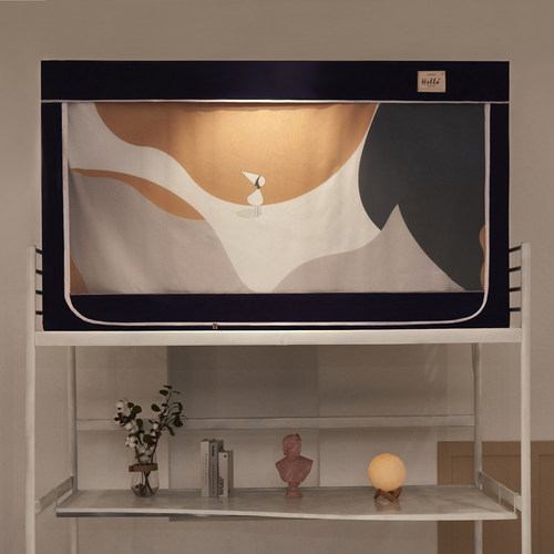 一体式床帘蚊帐带支架学生宿舍遮光布男上铺寝室下铺帘子窗帘床帐