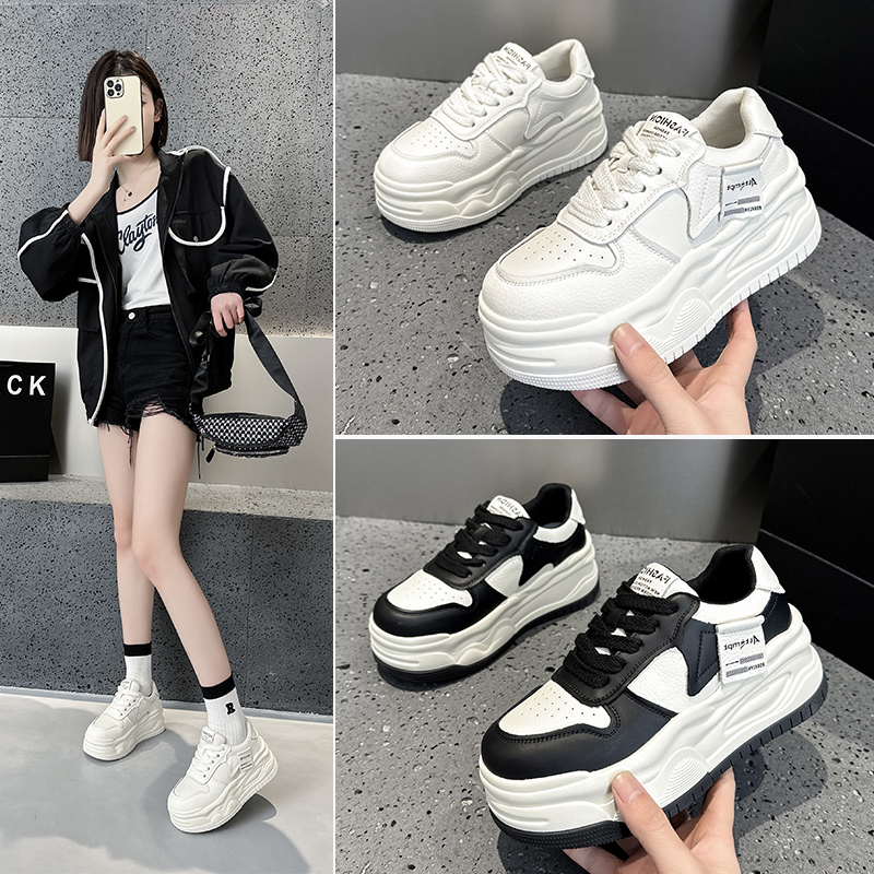 真皮厚底老爹鞋百搭松糕底小白鞋