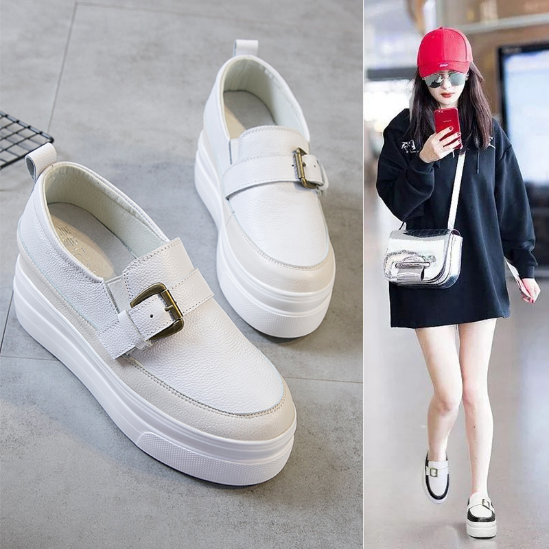 懒人内增高春秋新款一脚蹬小白鞋