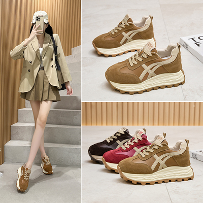 真皮潮厚底阿甘鞋百搭休闲德训鞋