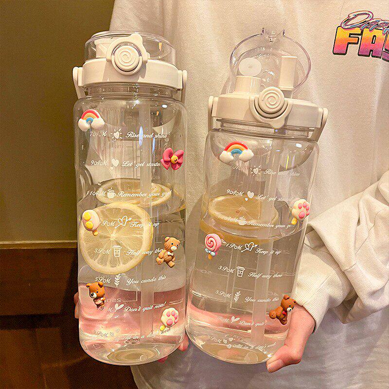 双饮大容量水杯夏季运动2000ml刻度杯子塑料耐高温水瓶男女大水壶
