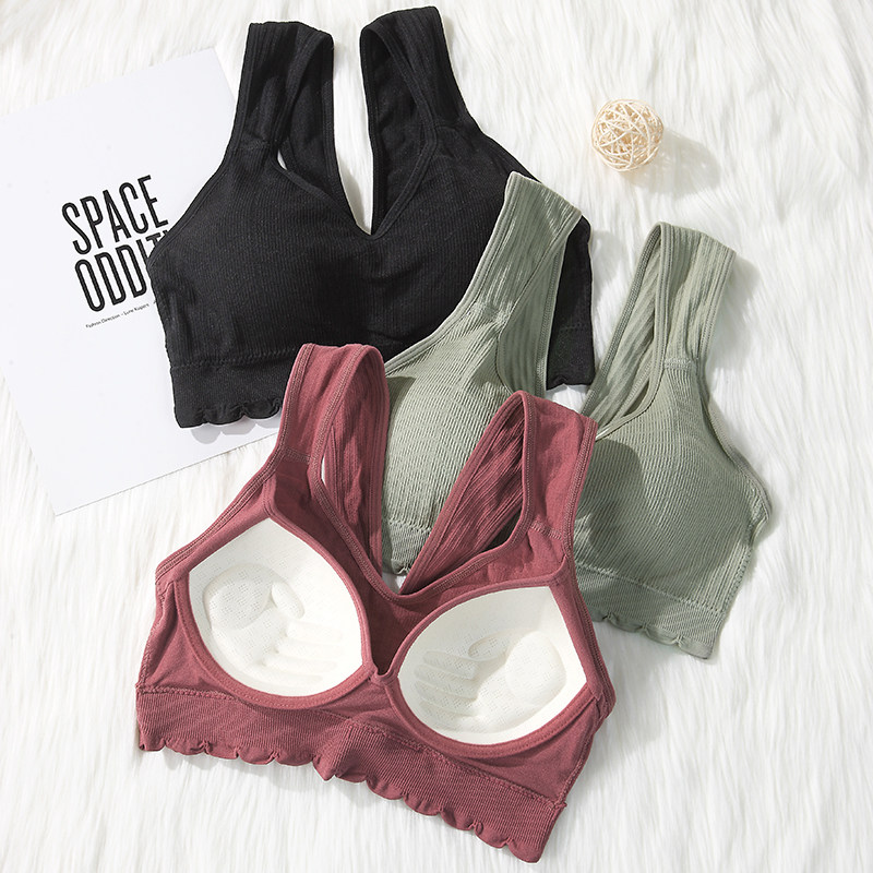 无痕美背内衣女无钢圈薄吊带一体文胸小胸聚拢裹胸抹胸式运动背心