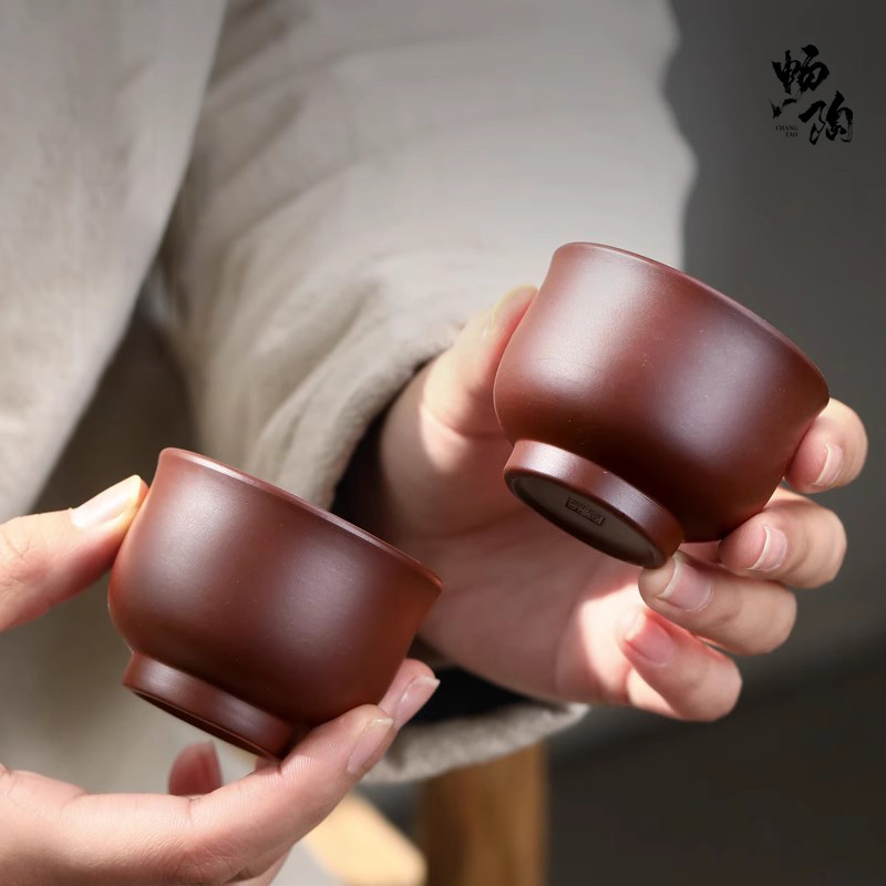 【畅陶】宜兴紫砂小杯茶杯茶道配件紫朱泥 品茗主人杯 28/个60cc