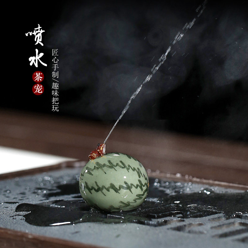 (Chang Tao) Yixing Zisha Pot Tea Ceremony Accessories Tea Playable Tea Pet Ornaments Watermelon Water Spray Frog Single Price