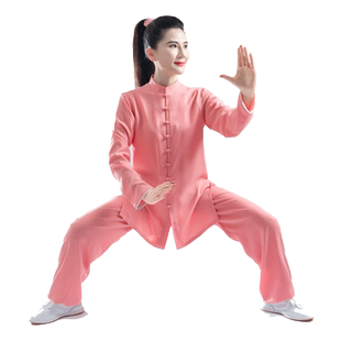 2025春夏季太极服男女新款棉麻中国风武术表演太极拳晨练功服唐装