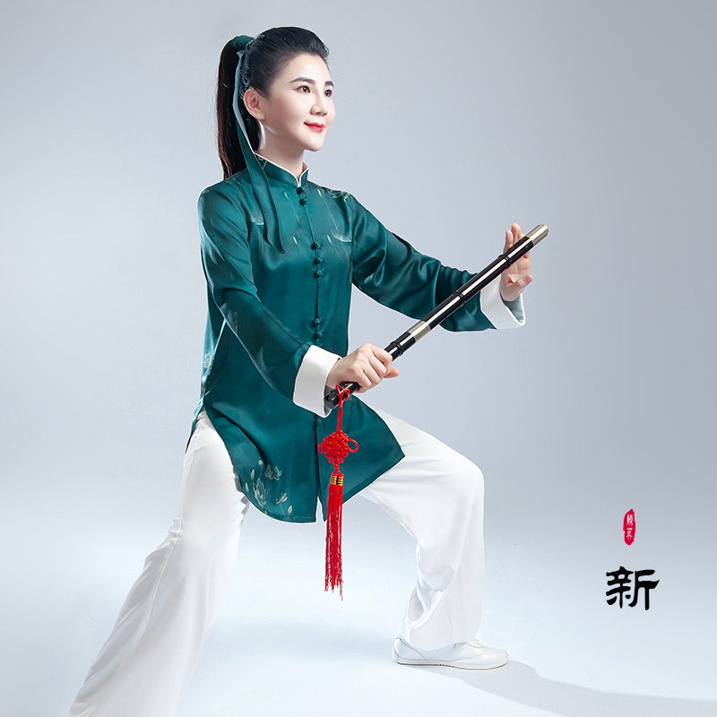 2025春秋季新款太极服女 荷叶印花武术比赛表演太极拳练功服装