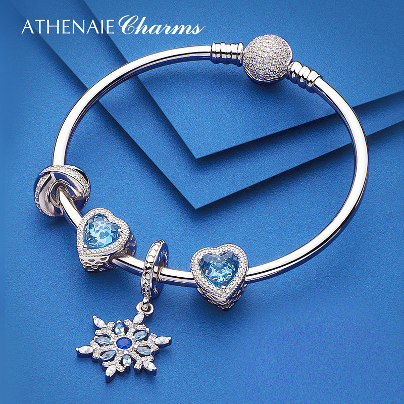 ATHENAIE925银蓝色雪花吊坠个性手镯手链ins风潮七夕情人节女友款