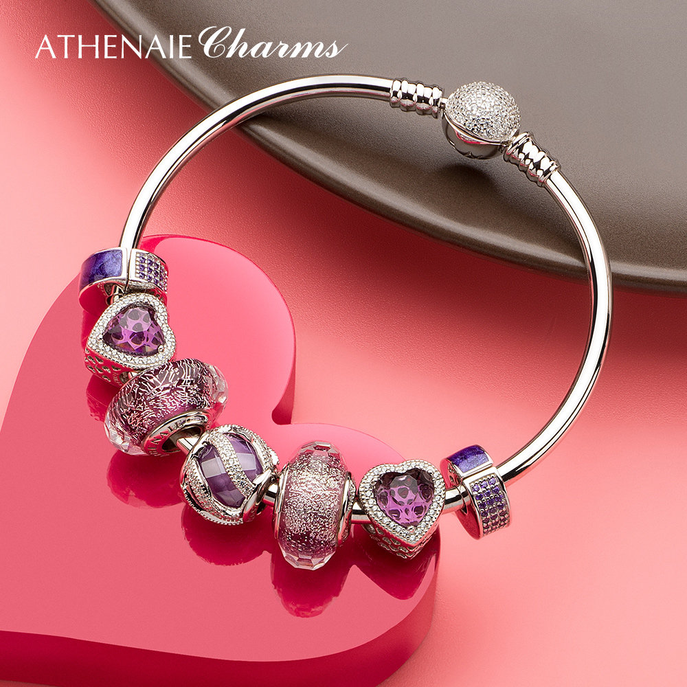 紫色925银手链女韩版简约个性首饰时尚手镯送闺蜜情侣送女友礼物