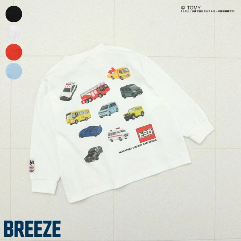 Chookids日本代购 TOMICA x BREEZE 2026春 童装 汽车图案长袖T恤图片