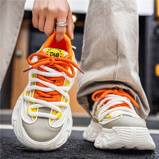 男鞋2026新款今年流行爆款夏透气网面学生百搭厚底增高休闲老爹鞋