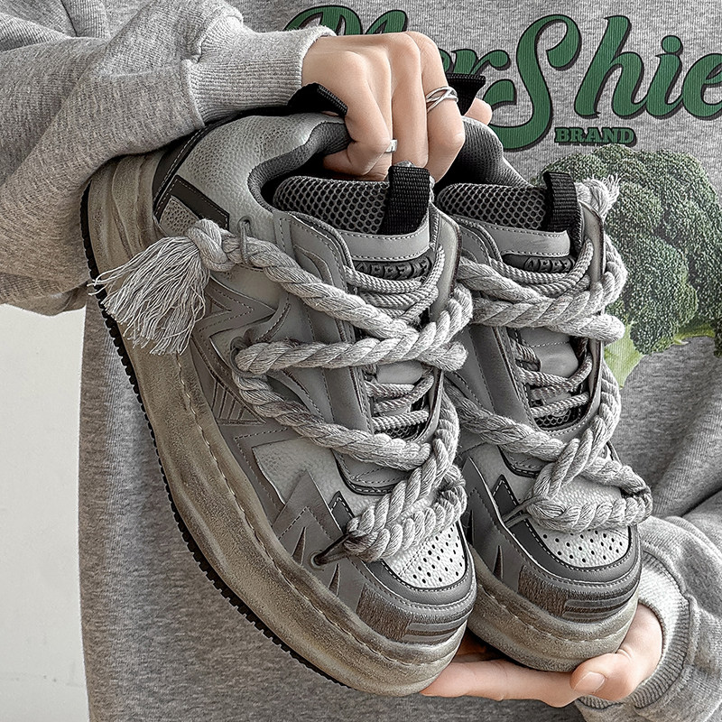 鞋子女小个子显高2026新款爆款板鞋复古厚底增高情侣面包溶解鞋男,流行男鞋,休闲板鞋,淘宝优惠券,粉丝福利购,淘宝优惠卷