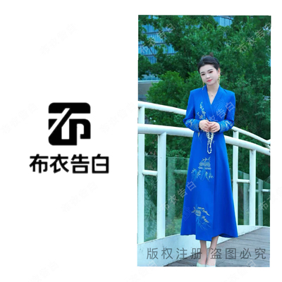 88008-新款刺绣时尚气质女士百搭修身显瘦时装战袍