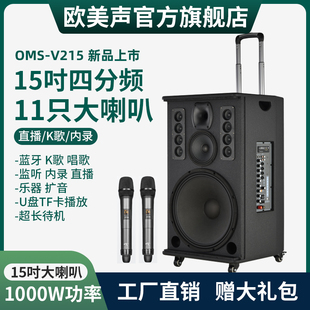 欧美声V215专业户外K歌音响唱歌大功率广场舞拉杆音箱大音量15寸