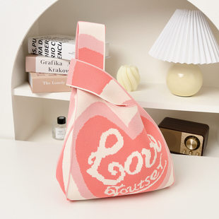 伴手礼包针织手拎包时尚日式手挽手腕包手提袋外出小拎包手提袋子