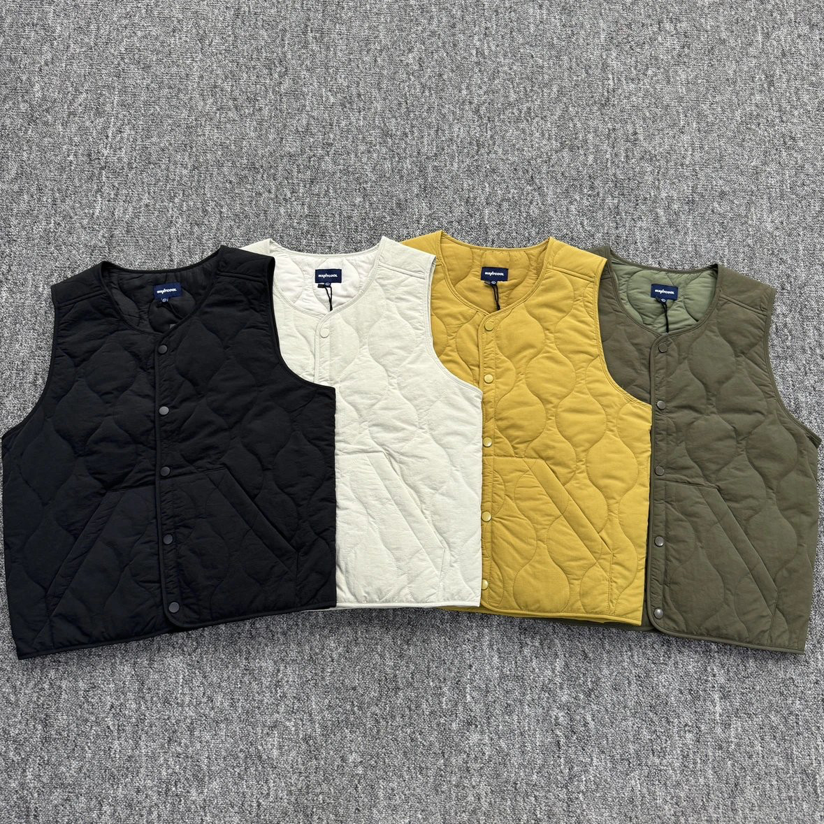 日系vintage复古山系绗缝宽松无帽薄款保暖内搭叠穿 棉马甲背心潮