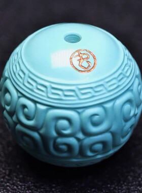 湖北原矿高瓷绿松石回纹珠单珠散珠雕刻圆珠金刚菩提手串配饰配珠