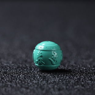 湖北原矿绿松石六字真言单珠散珠手串配饰隔珠金刚星月菩提腰顶珠