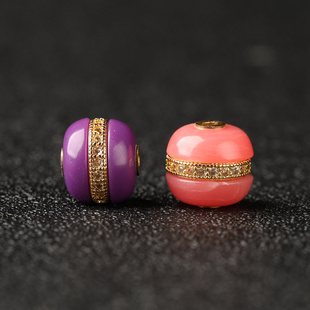 精工紫云母汉堡珠单珠粉澳宝散珠隔珠金刚星月菩提配饰