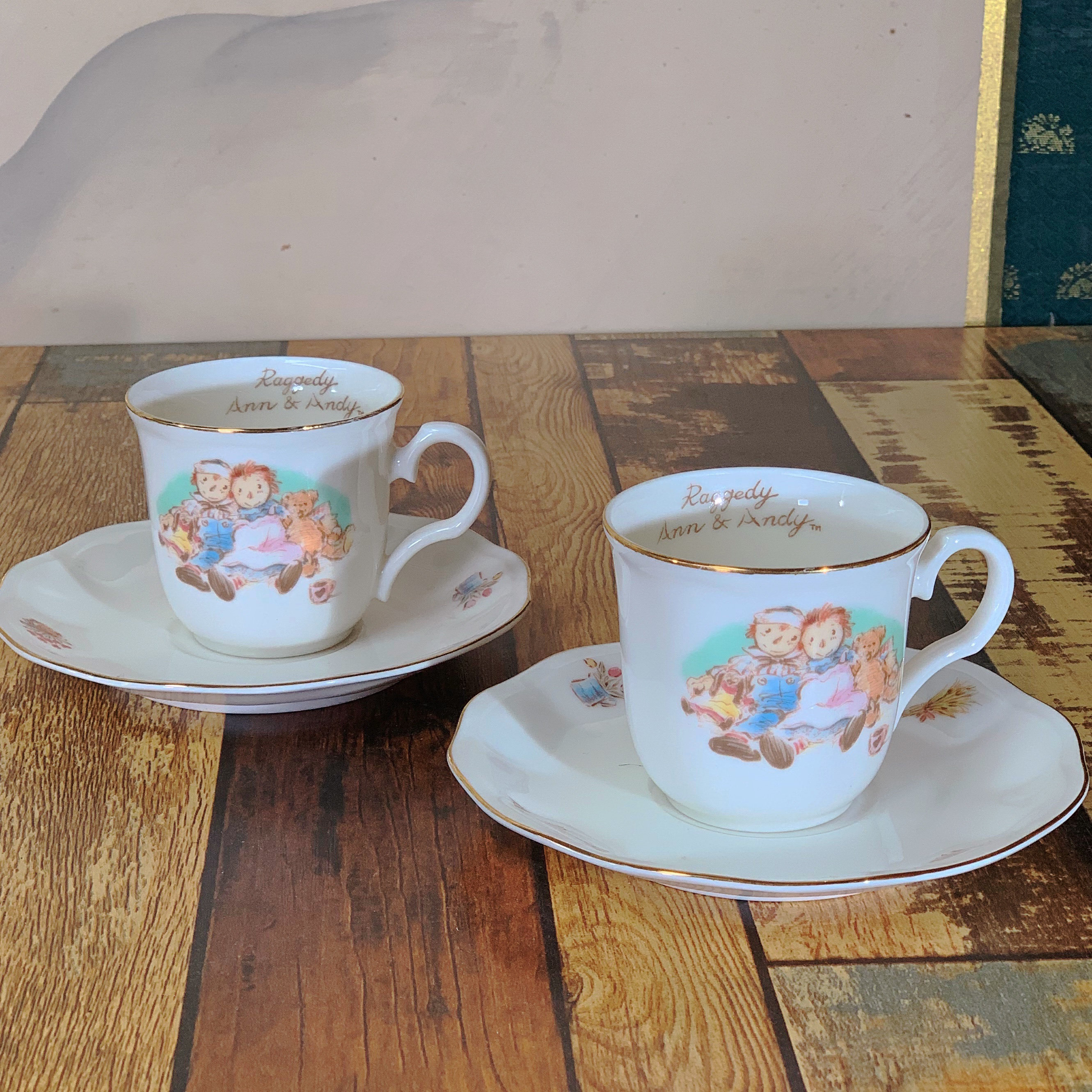美国 RAGGEDY ANN & ANDY中古咖啡杯红发娃娃vintage杯盘KFB279 - 实物图