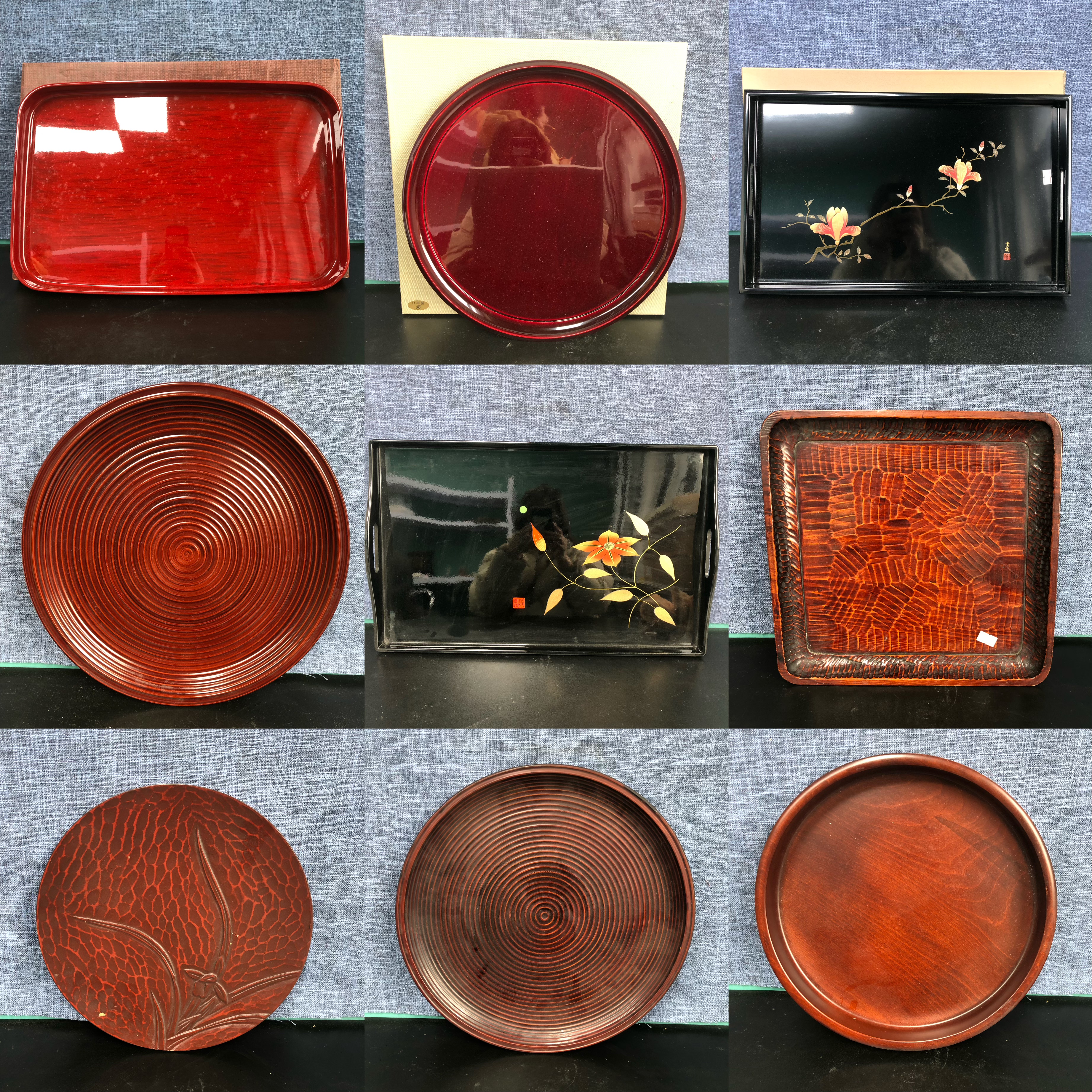 日本进口木质漆器漆盘漆盆老物件收藏品摆件
