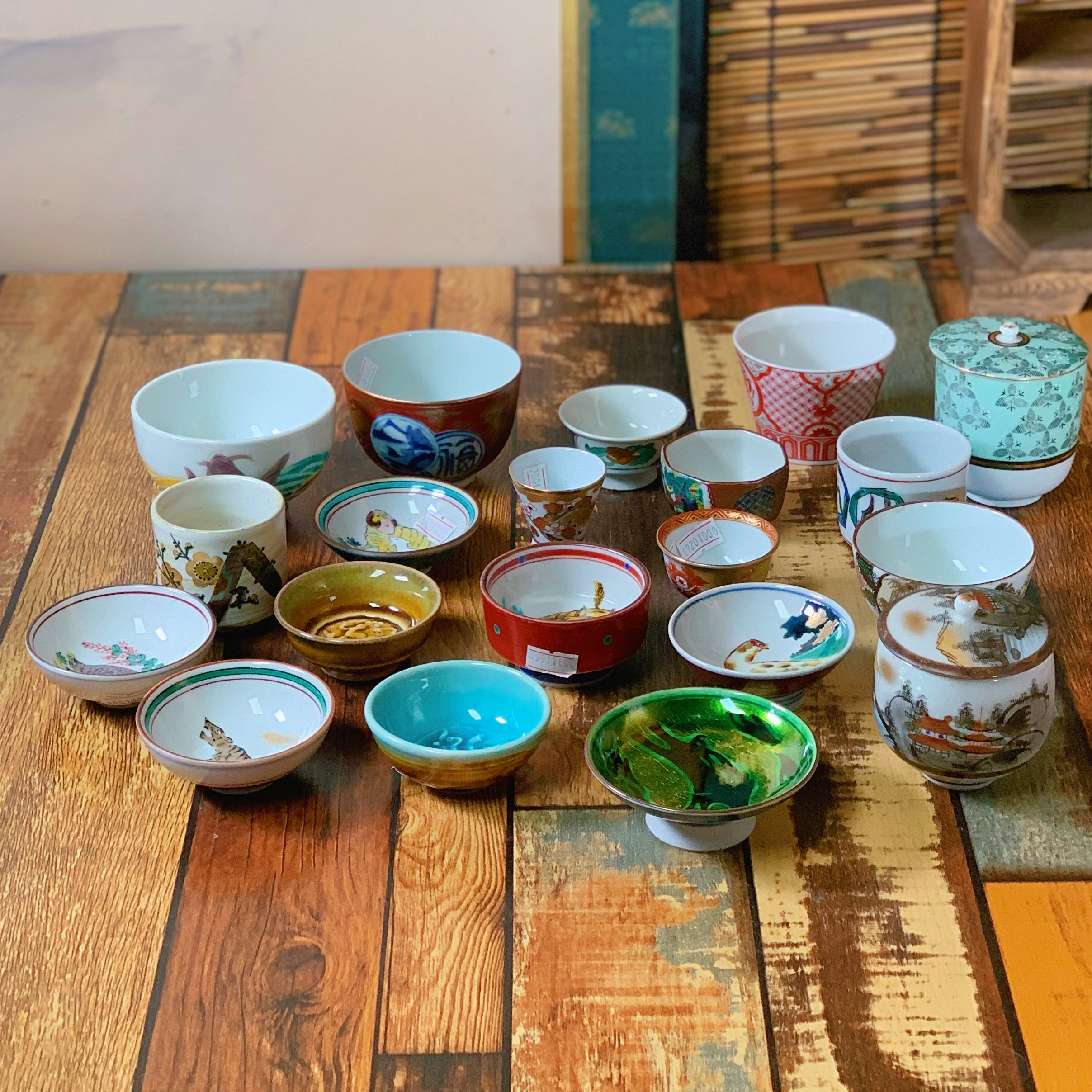 日本进口九谷烧中古品酒瓶酒具套手绘大正昭和早期老物件收藏品