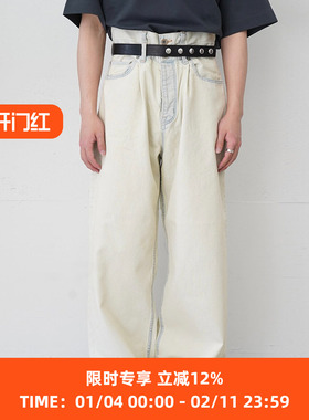 DAIRIKU Ice Wash W-Velt Wide Denim Pants冰雪洗水洗牛仔阔腿裤