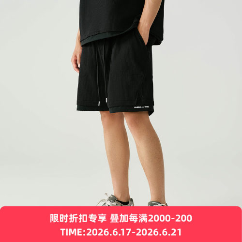 WHEELS and WIND 男女中性款日本帝人机能性华夫格双层短裤