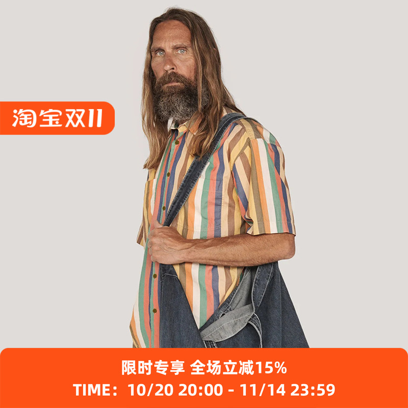 YMC MITCHUM SHIRT 男装葡萄牙棉彩色条纹短袖衬衫