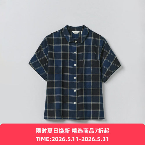 TOAST Market Check Cotton Linen 女装有机棉麻混纺格子衬衫