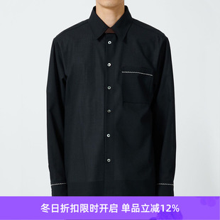 EMBROIDERY 衬衫 BOXY 羊毛混纺面料垂坠长袖 SHIRT Irenisa