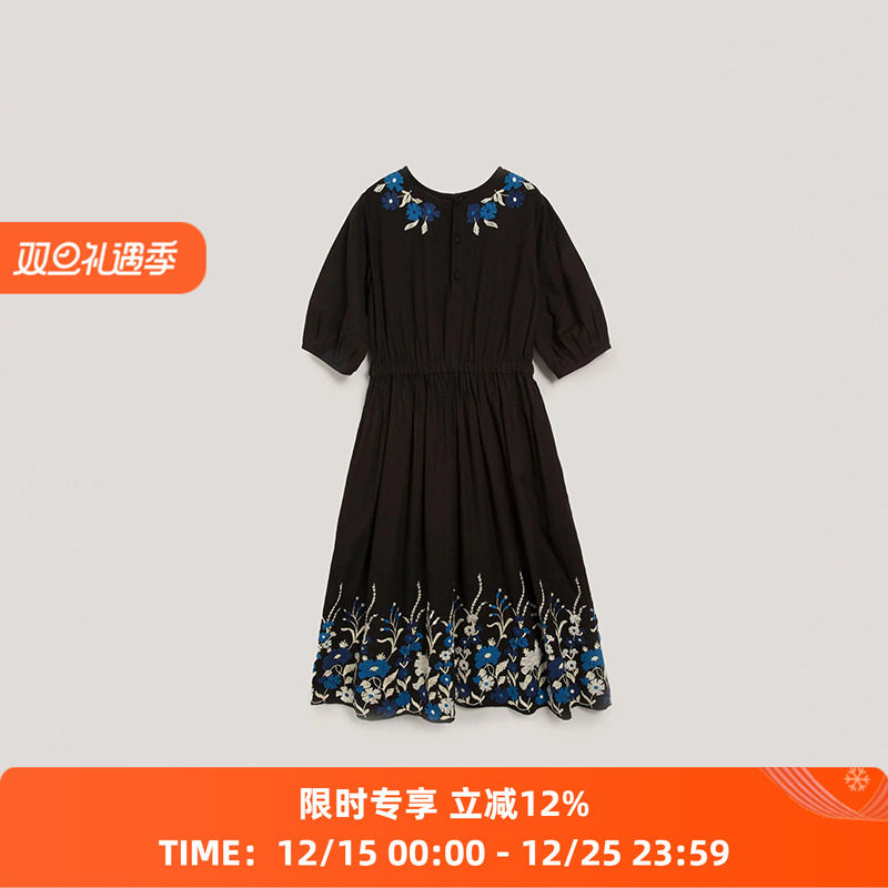 YMC棉麻混纺刺绣连衣裙