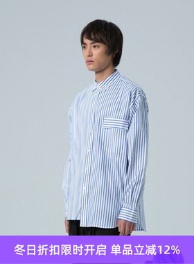 endlessness 对拼条纹衬衫 男士长袖衬衫