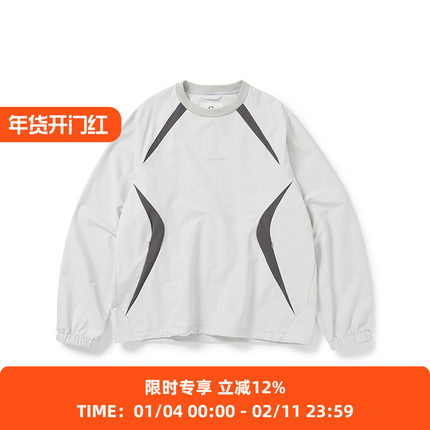 WHEELS and WIND 机能性拼接伸缩性圆领套头卫衣