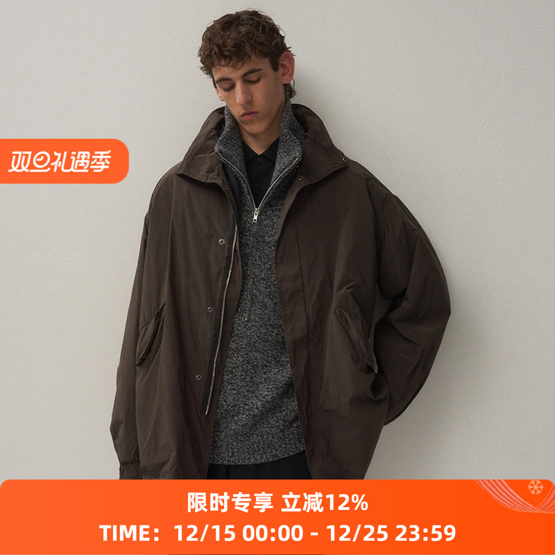 ATON AIR WEATHER 男女中性机能性面料羊毛内胆军事风廓形短大衣