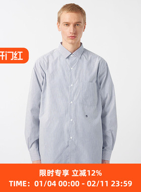 nanamica Regular Collar Stripe Wind 男女中性款条纹按扣衬衫