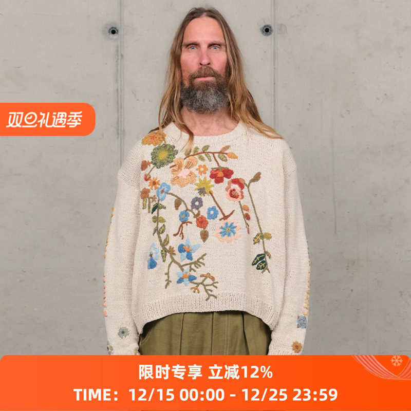 Story mfg PIPER JUMPER KNIT 男女款手工天然染色钩针织花毛衣