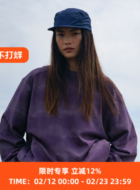 WHEELS and WIND 男女款 蜡染长袖圆领运动套头卫衣