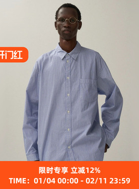 ATON GIZA BROAD WASHED SHIRT中性款超长埃及棉水洗宽松长袖衬衫