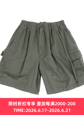 is-ness Herringbone 6-Pocket Shorts 水洗加工宽松工装短裤