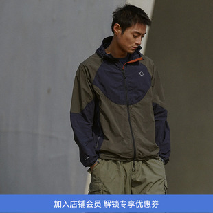 WHEELS and WIND 男女款连帽拼色拉链运动夹克外套