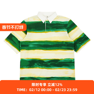 KHOKI Border print rugby polo 油画印花复古短袖POLO衫