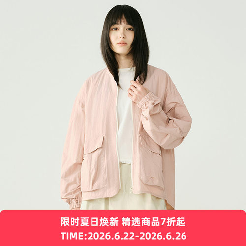 WHEELS and WIND 男女中性款机能性防泼水耐磨宽松无领夹克外套