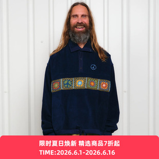Story mfg POLITE PULLOVER 蓝染灯芯绒拼接套头衫 外套