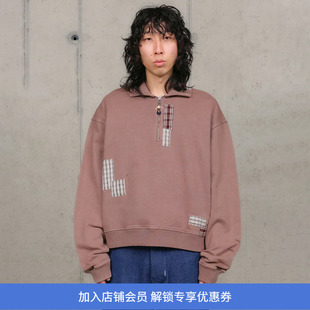 Story mfg GEO PULLOVER 男女中性款复古半拉链拼接串珠卫衣