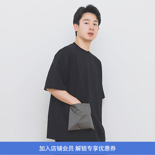 现货宽松拼色口袋短袖圆领t恤