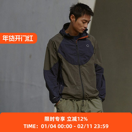 WHEELS and WIND 男女款连帽拼色拉链运动夹克外套